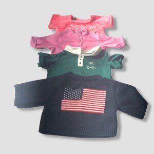 Vintage Bundle Teddy Bear Tees 4 Sets American Flag Dad Knit Sweater Multicolor